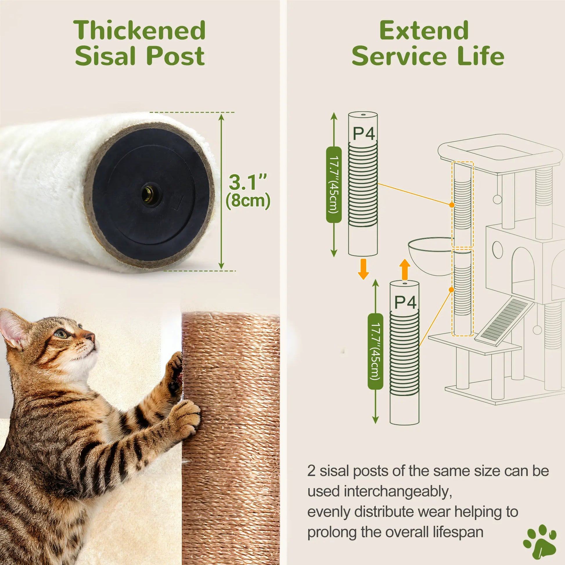 Globlazer 50-Inch Corner Cat Tree Tower for Indoor Cats with Scratching Board, Kitty Condo, and Basket - Beige
