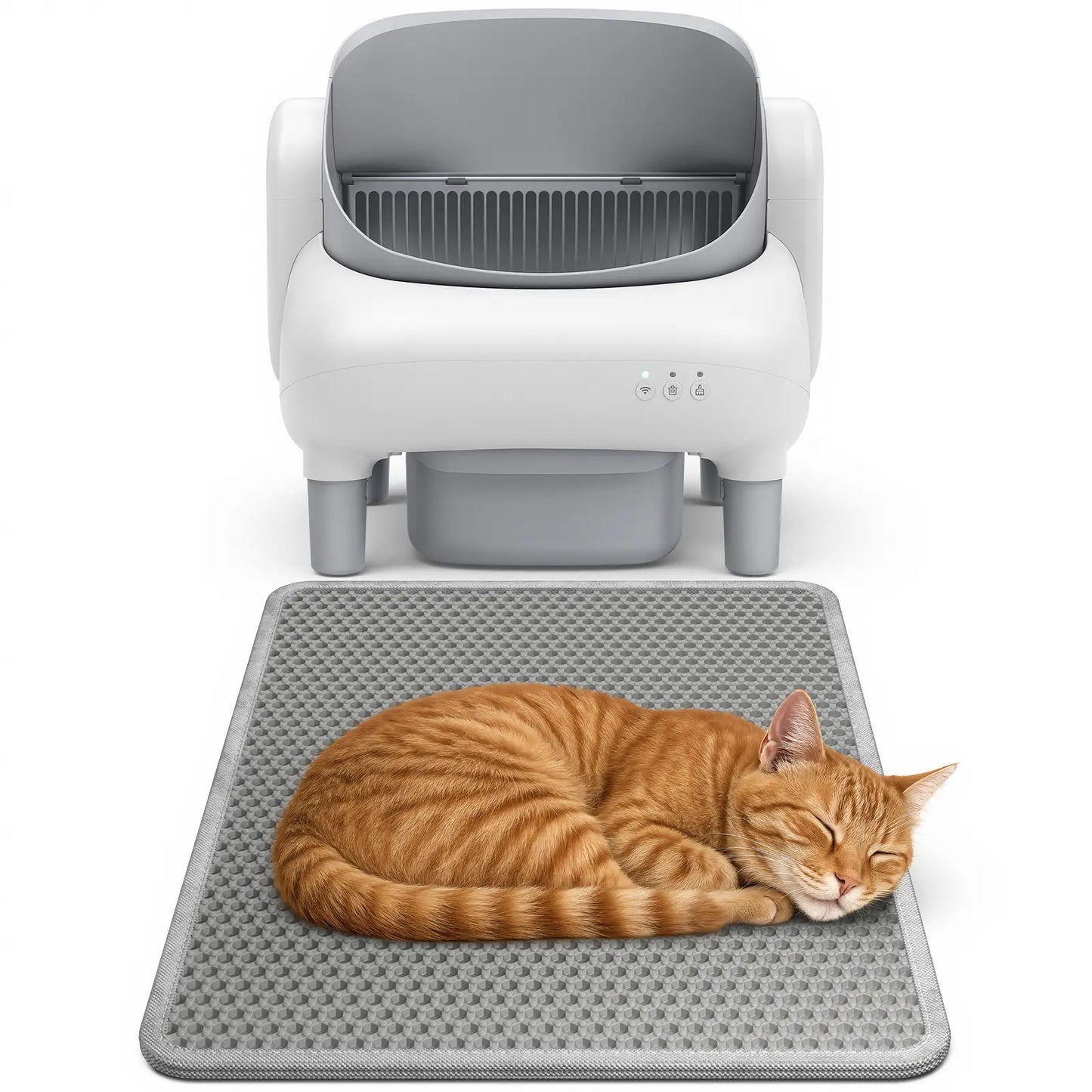Grey Cat Litter Trapping Mat - 22x16 Inches, Waterproof, Urine-Proof, Non-Slip, Easy to Clean Floor Protection Mat