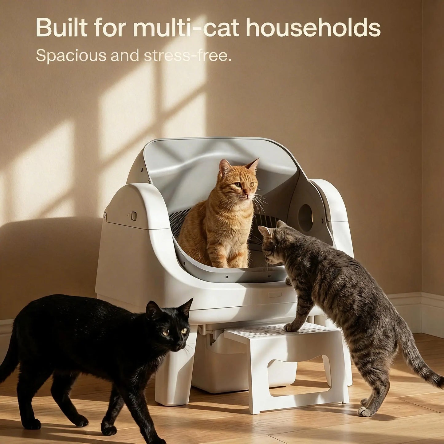 Petpivot Autoscooper 12 Lite Open Top Self-Cleaning Cat Litter Box with Automatic Functionality, 7 Pairs of Safety Sensors, Anti-Pinch Protection, and Easy Access Step for Senior Cats