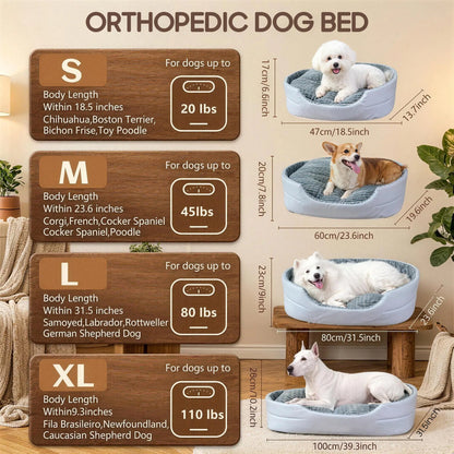 Comhoma Orthopedic Pet Bed for Dogs and Cats, 360° Bolstered Cuddler Design with Non-Slip Base, Soft Washable Granular Sponge Nest Bed Available in Multiple Sizes
