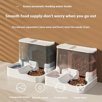 Elevated 2-in-1 Pet Feeding Station with Automatic Water Dispenser for Cats and Dogs