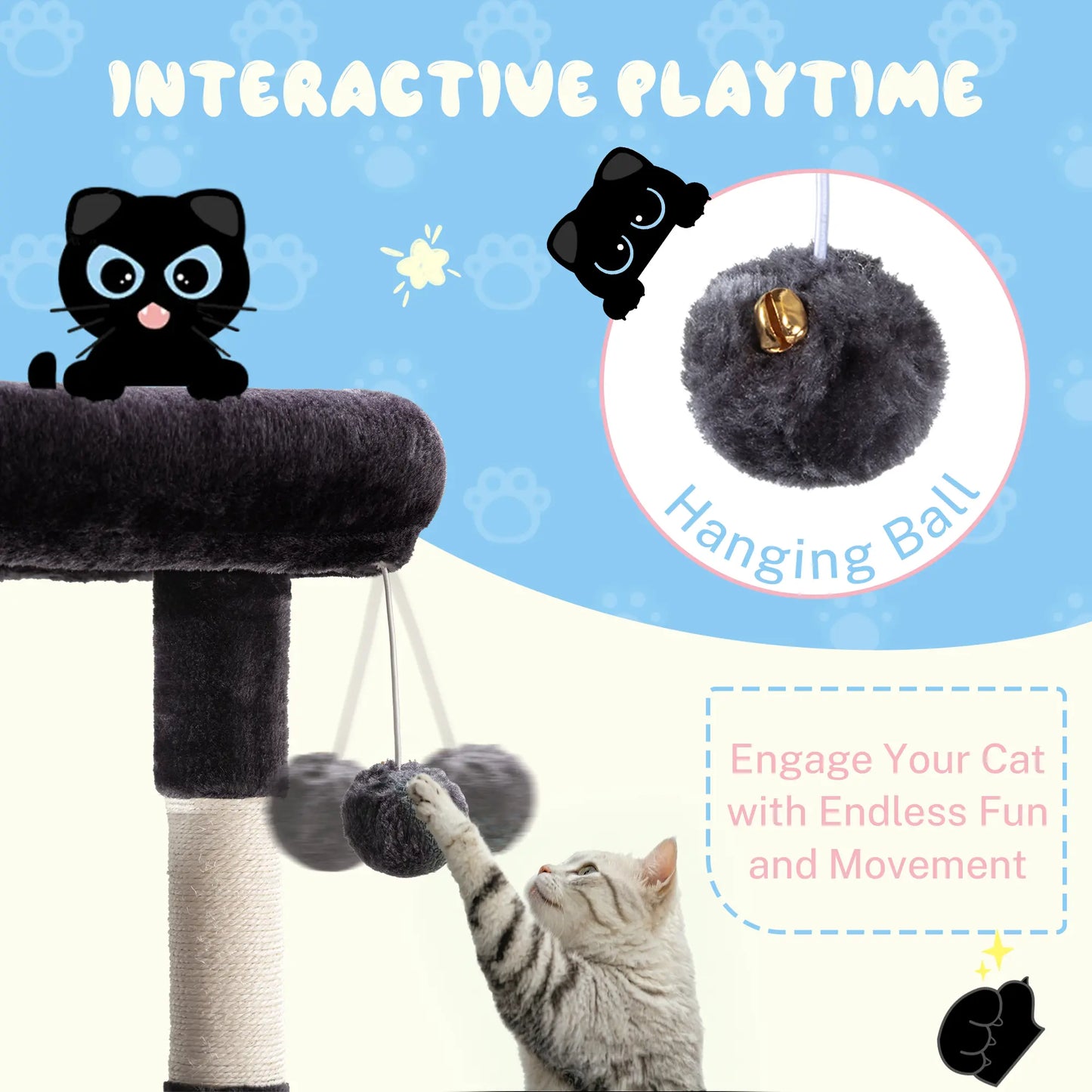 HOOMIC 29-Inch Multi-Level Cat Tree Tower with Spacious Perch, Cozy Condo, and Sisal Scratching Posts - Space-Saving Indoor Pet Furniture in Pink, Beige, Dark Blue, and Grey