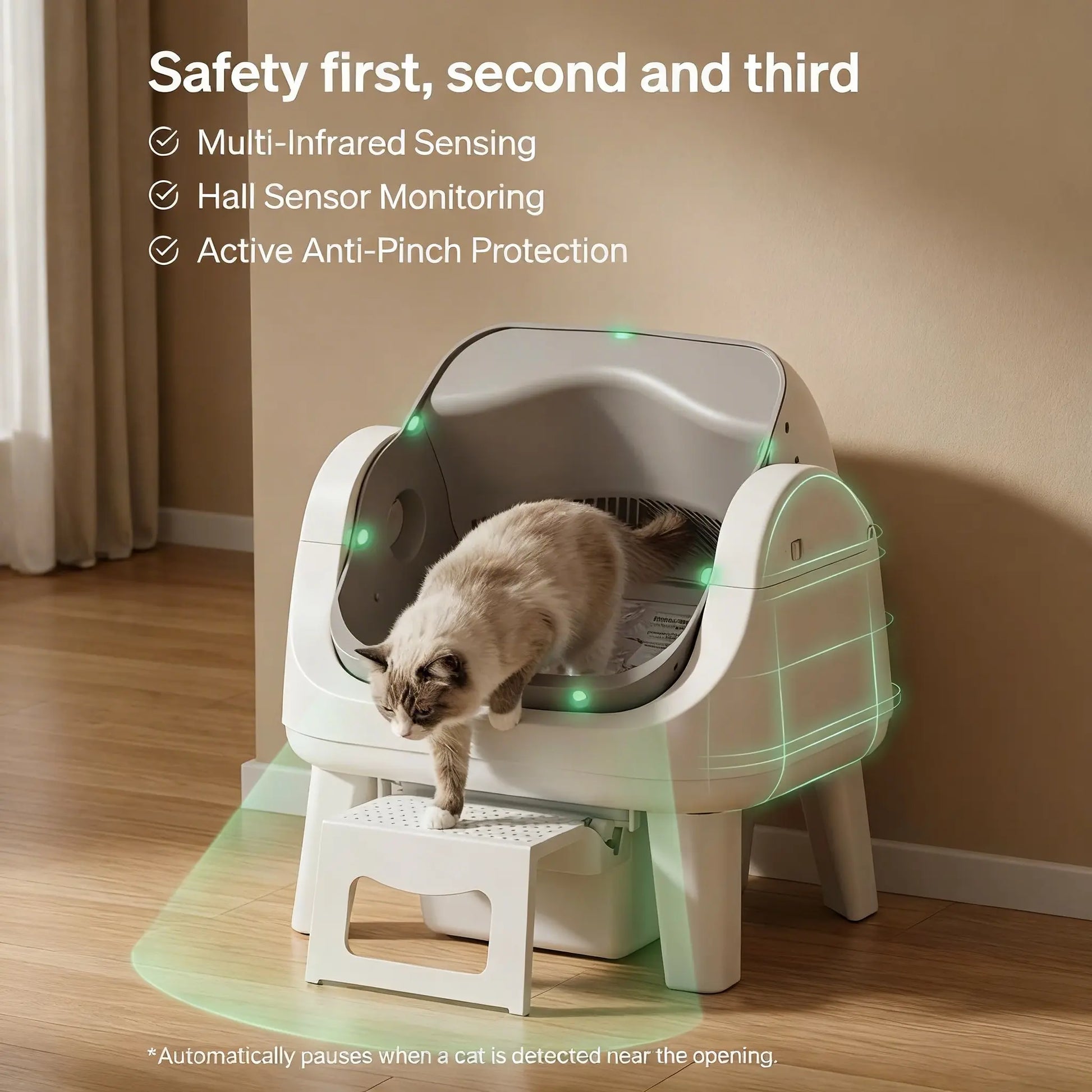 Petpivot Autoscooper 12 Lite Open Top Self-Cleaning Cat Litter Box with Automatic Functionality, 7 Pairs of Safety Sensors, Anti-Pinch Protection, and Easy Access Step for Senior Cats
