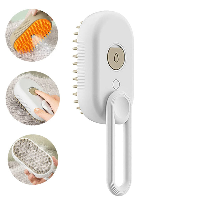 3-in-1 Electric Pet Grooming Brush with Steam and Spray for Cats and Dogs - Hair Removal and Massage Comb
