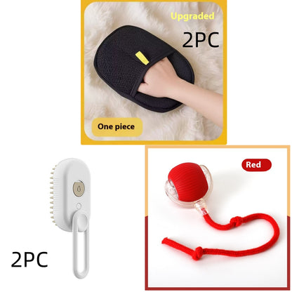 3-in-1 Electric Pet Grooming Brush with Steam and Spray for Cats and Dogs - Hair Removal and Massage Comb