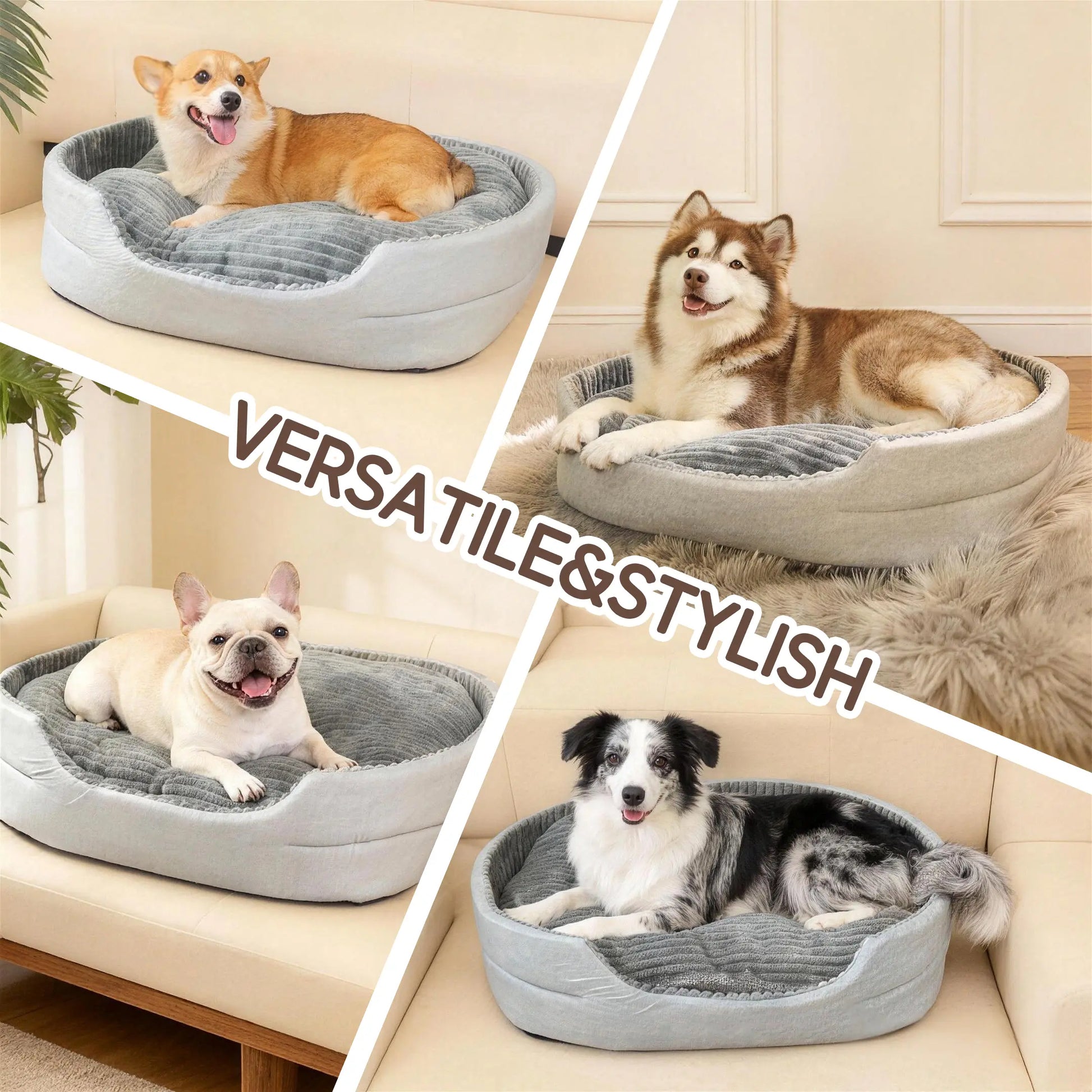 Comhoma Orthopedic Pet Bed for Dogs and Cats, 360° Bolstered Cuddler Design with Non-Slip Base, Soft Washable Granular Sponge Nest Bed Available in Multiple Sizes