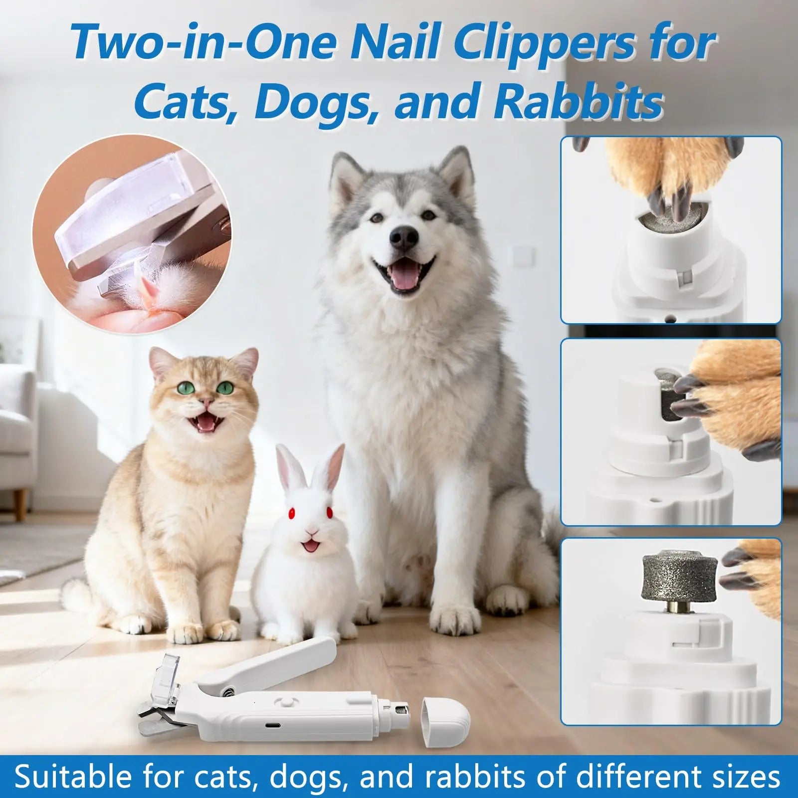 PetPulse Dual-Function LED Nail Grinder for Dogs and Cats – Precision Nail Trimmer with Ergonomic Non-Slip Handle for Safe and Convenient Home Grooming