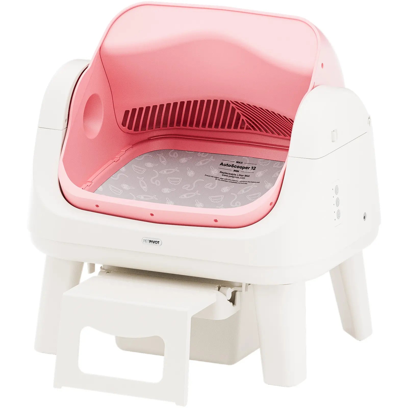 Petpivot Autoscooper 12 Lite Open Top Self-Cleaning Cat Litter Box with Automatic Functionality, 7 Pairs of Safety Sensors, Anti-Pinch Protection, and Easy Access Step for Senior Cats