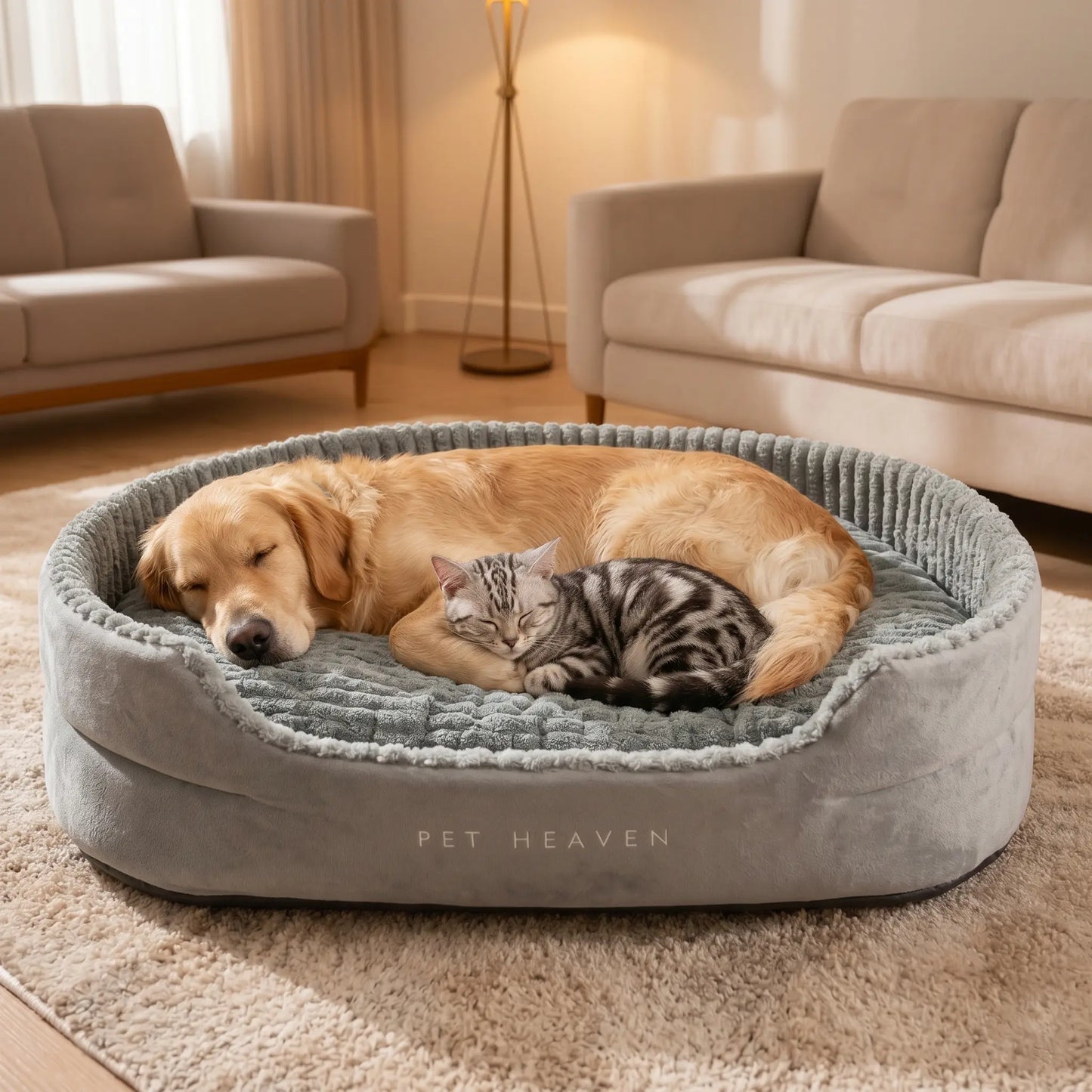 Comhoma Orthopedic Pet Bed for Dogs and Cats, 360° Bolstered Cuddler Design with Non-Slip Base, Soft Washable Granular Sponge Nest Bed Available in Multiple Sizes