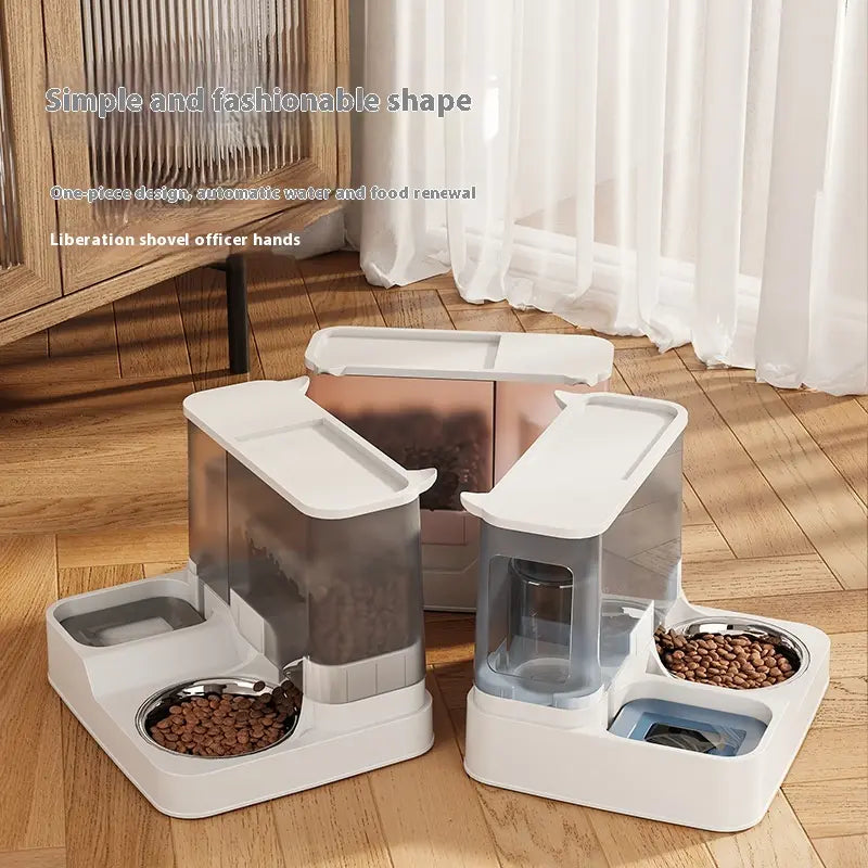Elevated 2-in-1 Pet Feeding Station with Automatic Water Dispenser for Cats and Dogs