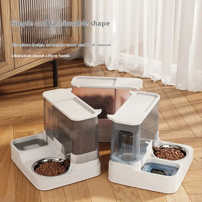Elevated 2-in-1 Pet Feeding Station with Automatic Water Dispenser for Cats and Dogs