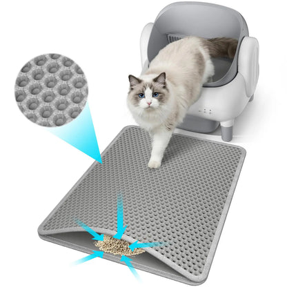 Grey Cat Litter Trapping Mat - 22x16 Inches, Waterproof, Urine-Proof, Non-Slip, Easy to Clean Floor Protection Mat