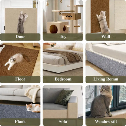 Terrapaw Cat Scratching Pads - Wall-Mounted Anti-Scratch Mats for Indoor Furniture Protection, Cuttable and Durable