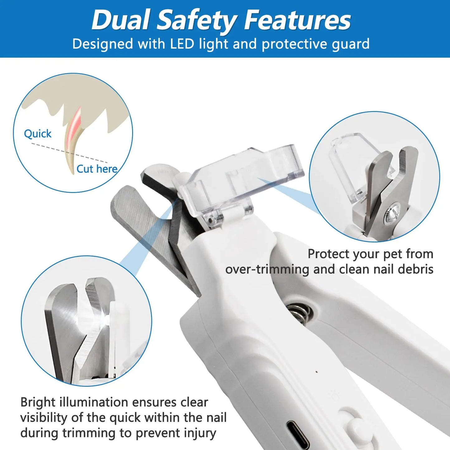 PetPulse Dual-Function LED Nail Grinder for Dogs and Cats – Precision Nail Trimmer with Ergonomic Non-Slip Handle for Safe and Convenient Home Grooming