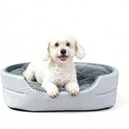 Comhoma Orthopedic Pet Bed for Dogs and Cats, 360° Bolstered Cuddler Design with Non-Slip Base, Soft Washable Granular Sponge Nest Bed Available in Multiple Sizes