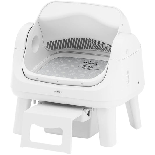 Petpivot Autoscooper 12 Lite Open Top Self-Cleaning Cat Litter Box with Automatic Functionality, 7 Pairs of Safety Sensors, Anti-Pinch Protection, and Easy Access Step for Senior Cats